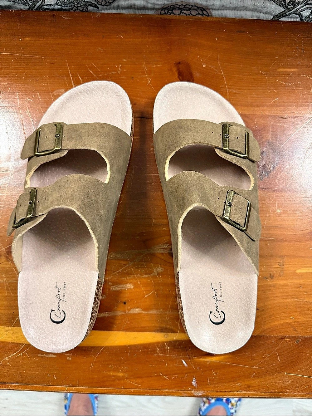Women’s Comfort Est 1946 Two-Buckle Wedge Sandals in Brown